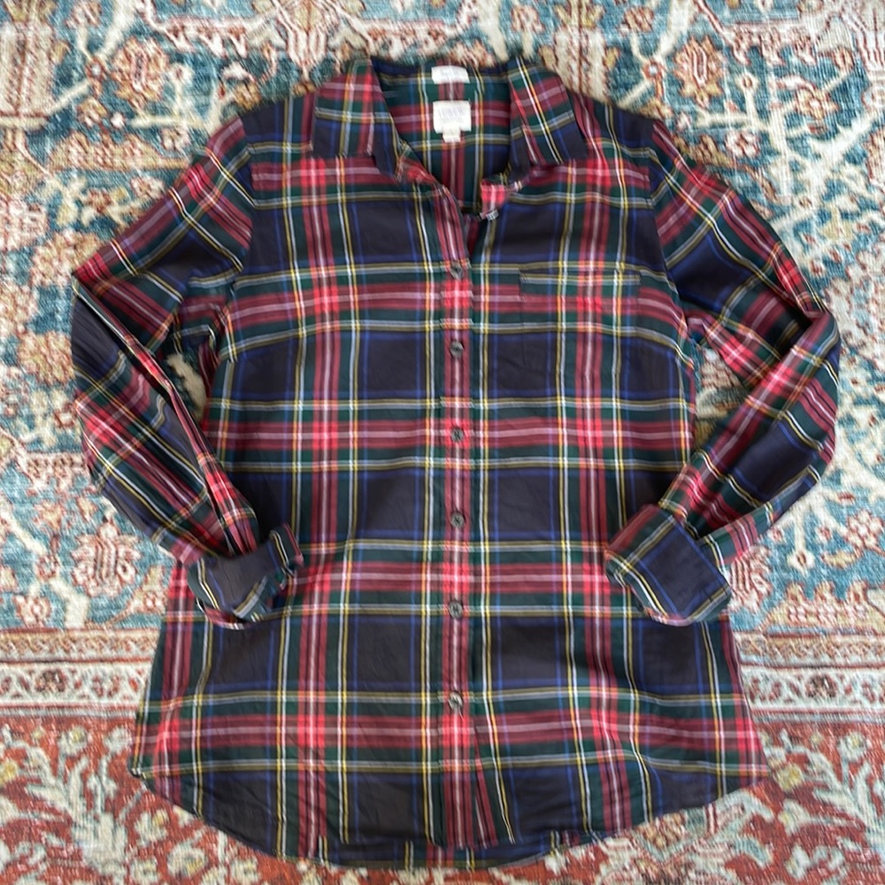 JCrew holiday plaid button down shirt - size small